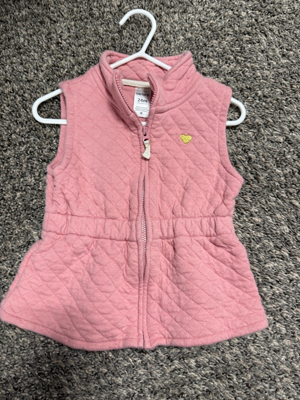 Carter's Quilted Pink Zip-Up vest 24 month